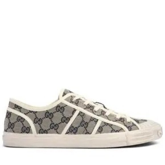 NEW GUCCI Julio GG Monogram Tennis Sneakers Blue Fabric UK 10 main image 5